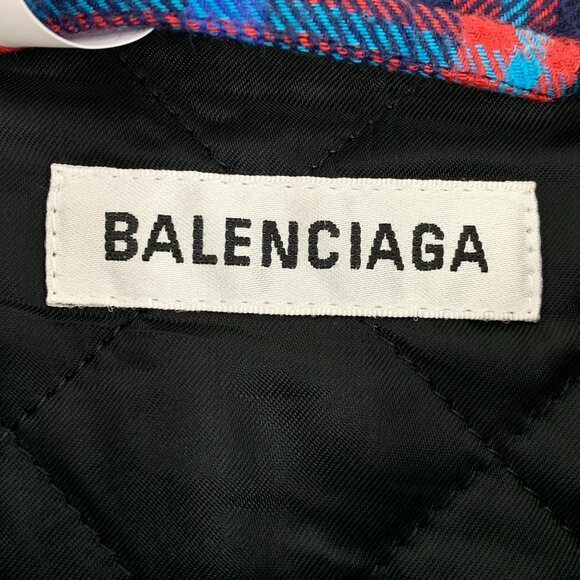 Balenciaga Parisian Checkered Cotton Lapel Long-Sleeved Shirt Jacket XS Size - Picture 2 of 7